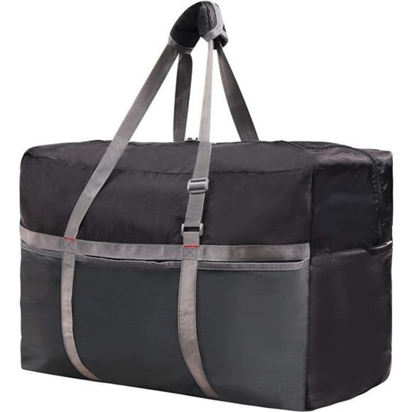 WATER Repellency Travel Duffle Bag Foldable for Men Women Black 22"/60L